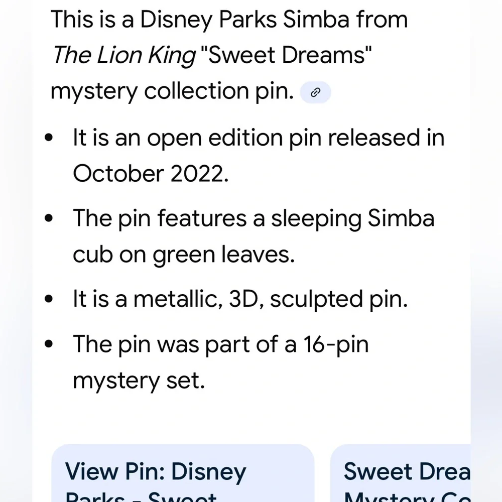 Disney pin 155908 the Lion King Simba Sweet Dreams cub sleeping sleep grass